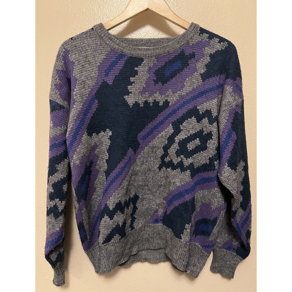 VTG Method Sweater Colorful Knit Geometric Grandpa Pullover 80s 90s Mens Large L